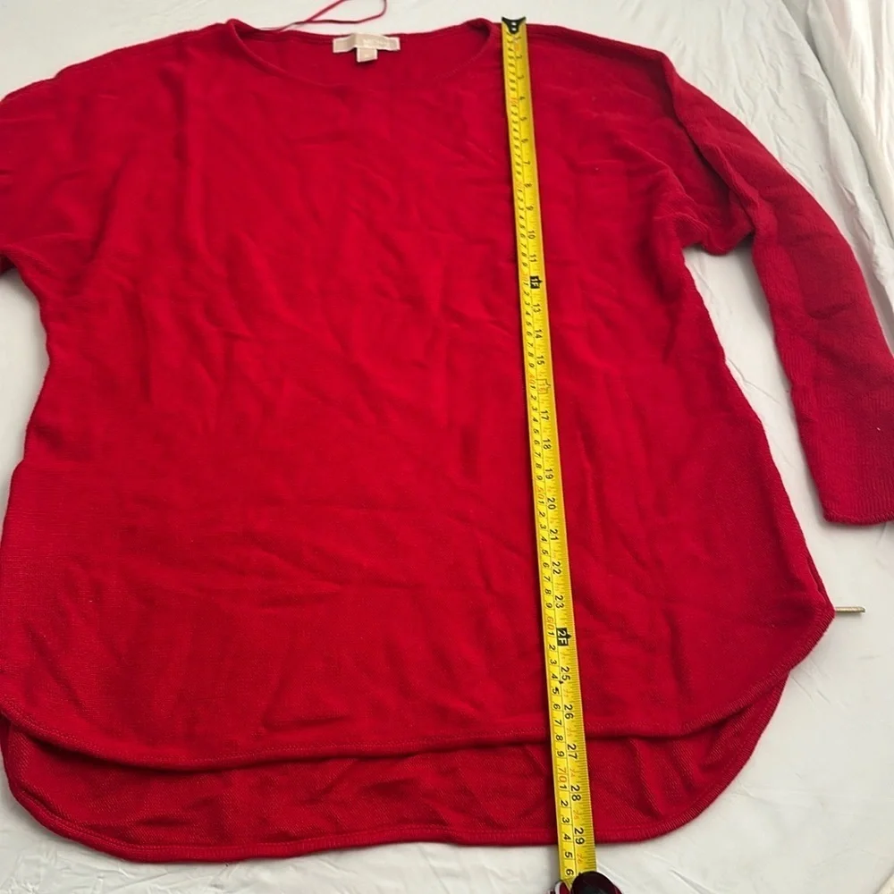 MICHAEL Michael Kors red boatneck sweater with gold zippers on sides